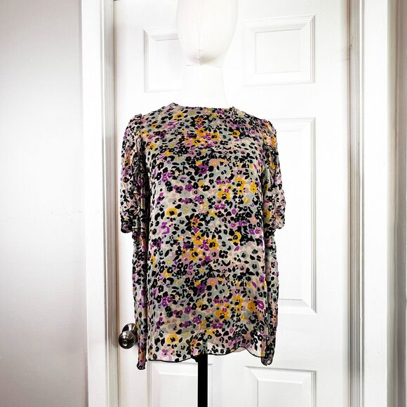 See By Chloe | Blouse | Multi-colored | Ruffle Long Sleeve | Sz 36 US 6 | Silk - Picture 1 of 12